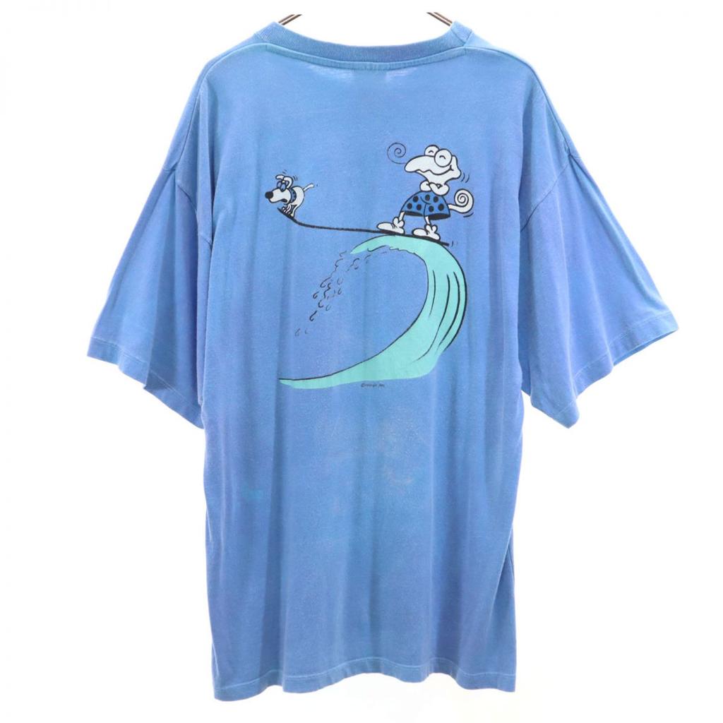 ARNOLD 90s Old Back Print Short Sleeve T-shirt XL Light Blue Men's Used