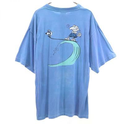 ARNOLD 90s Old Back Print Short Sleeve T-shirt XL Light Blue Men's Used