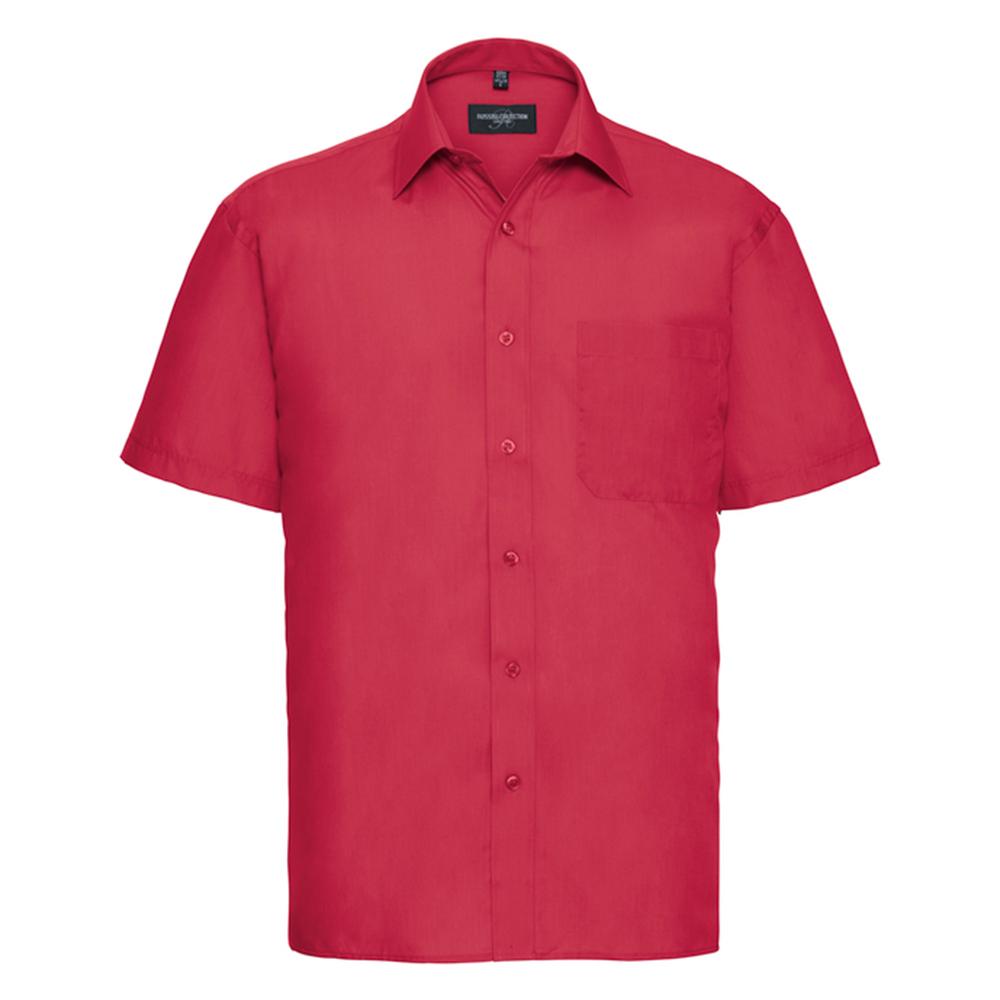 Russell Collection Mens Classic Polycotton Poplin Short-Sleeved Shirt