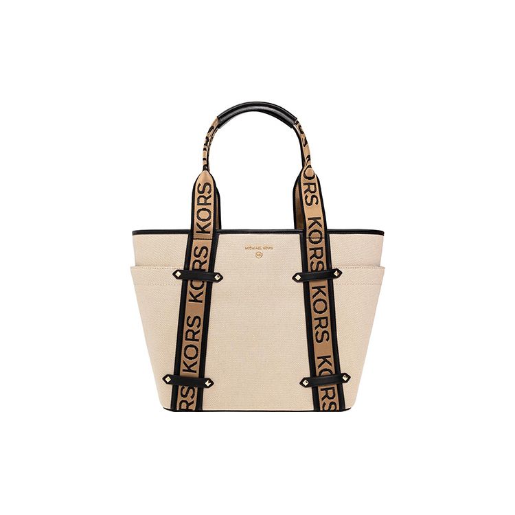 

Michael Kors Casual Metal Logo Tote Bag Women Tote Bags Beige Black 30T2G5VT3C-006 Basic Set (Bag+Dust Bag)
