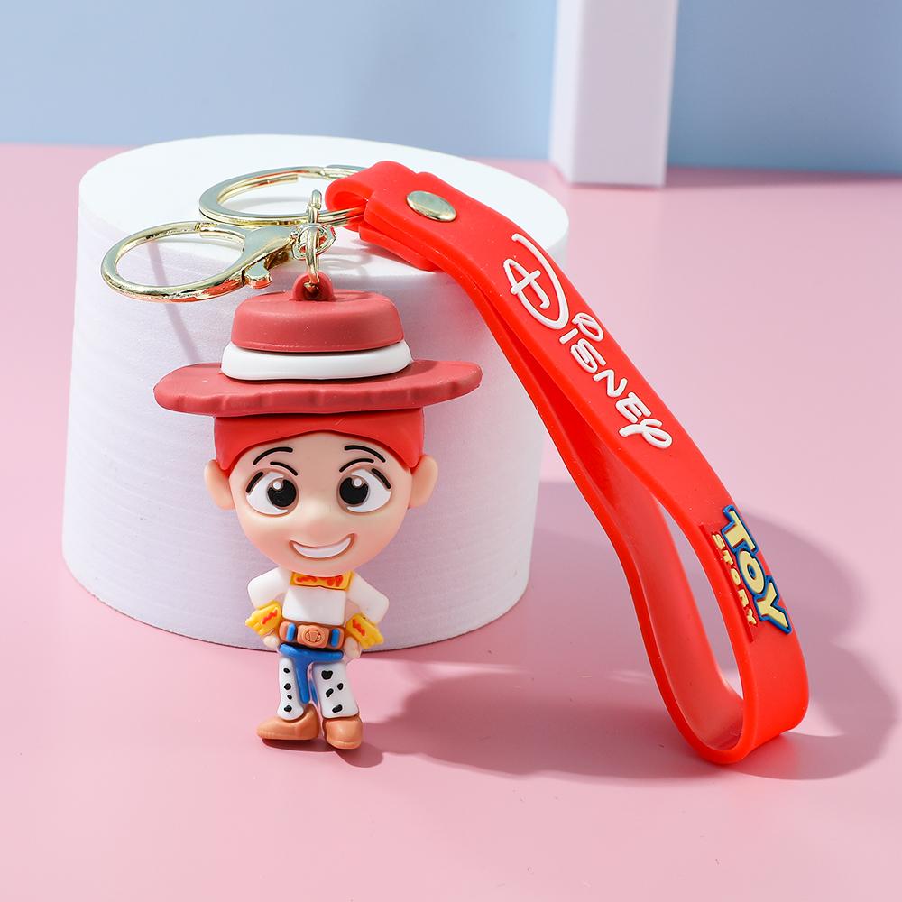 

Disney Toy Story Keychains Woody Jessie and Buzz Lightyear PVC Figurines Decorative Toys for Childrens Birthday Cakes and Bags A