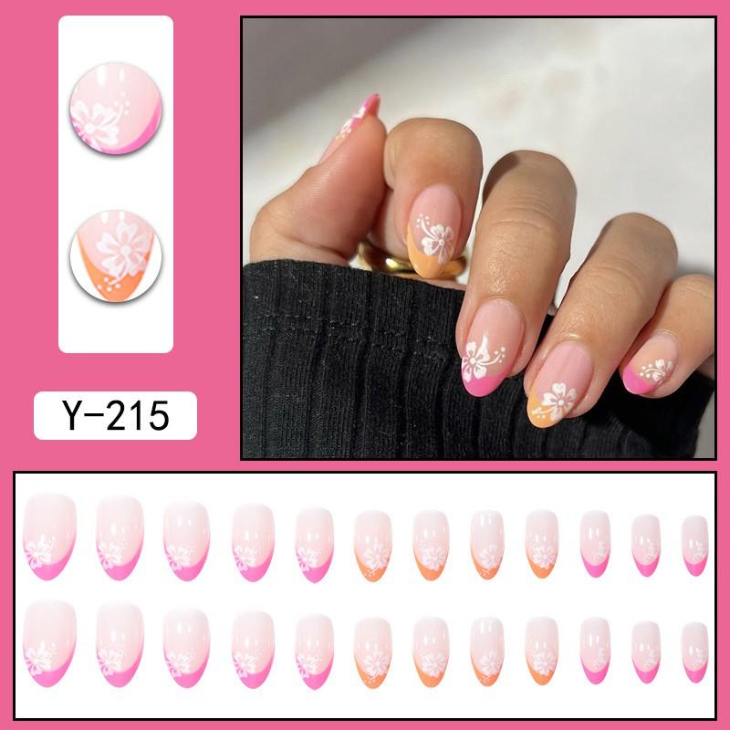 Pre-made Press-On Nails With Gradient Line Design Minimalist INS Style False Nail Tips Women