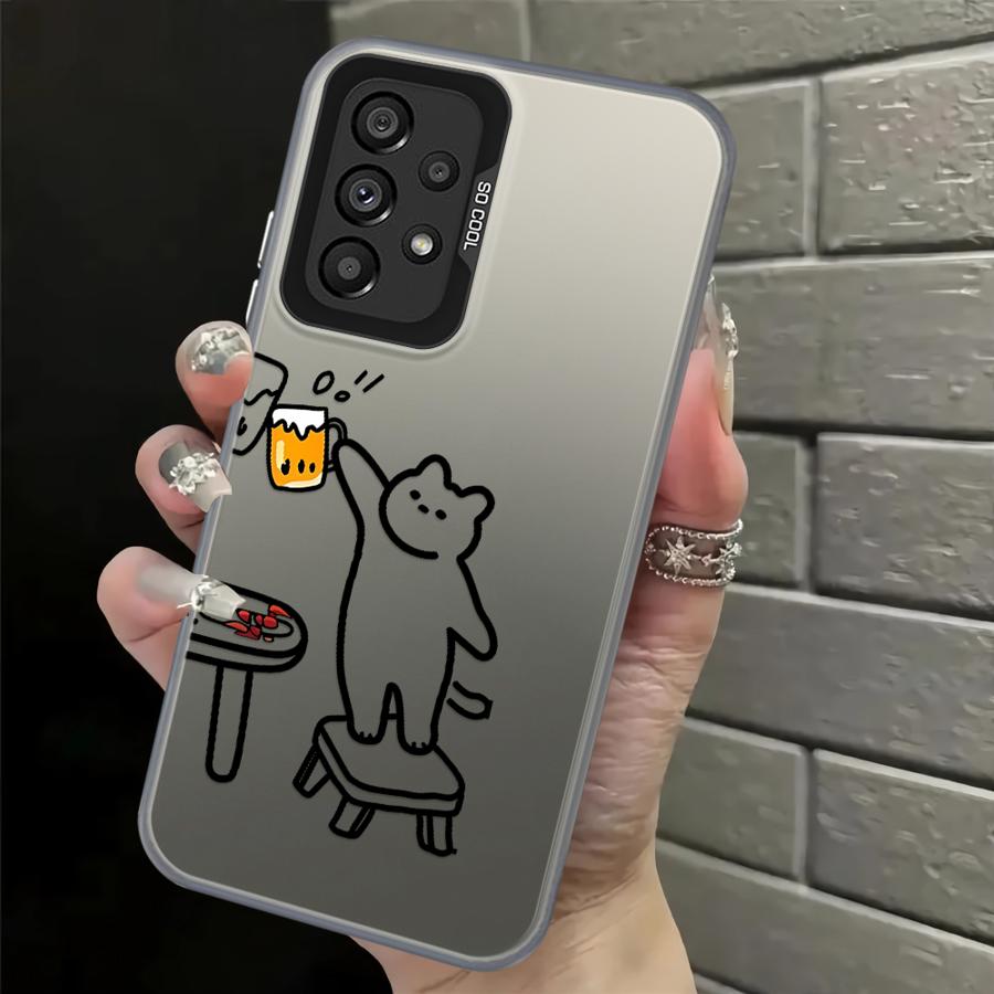 Funny Cat Clear Couple Paired Back Phone Cover Case for Samsung Galaxy A54 A72 A51 A52 A04 A05 A71 A03 A06 A07 A50 A10 A20 A56