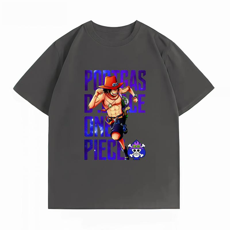 One Piece Portgas D Ace Print Tshirt Casual Short Sleeve Cotton Anime Streetwear Unisexs Tshirt
