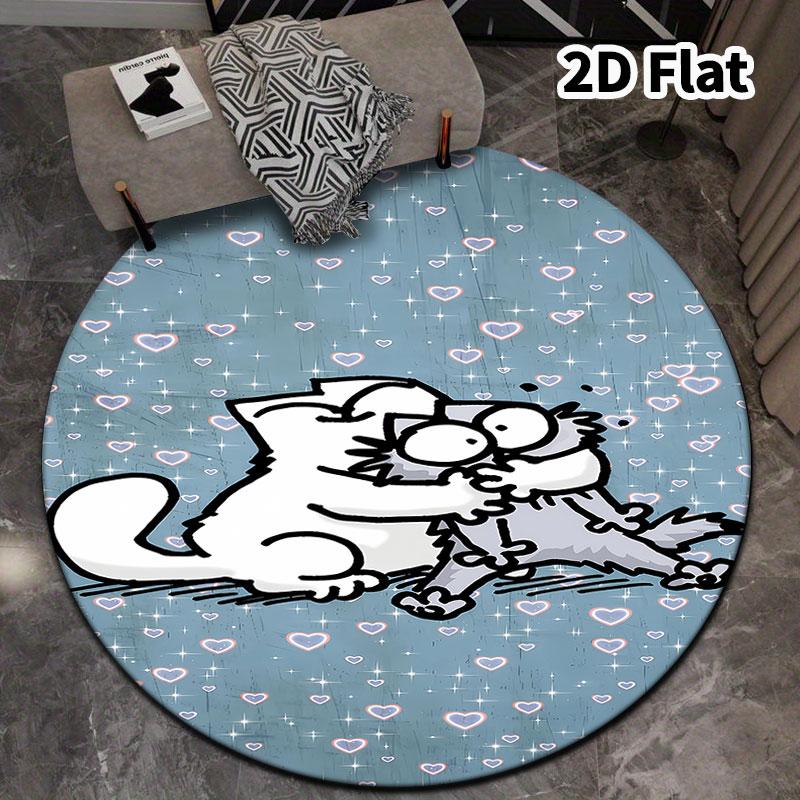 Simon'S Cat Round Area Rug Carpet Rug For Living Room Bedroom Sofa Playroom Decor Nonslip Floor Mat