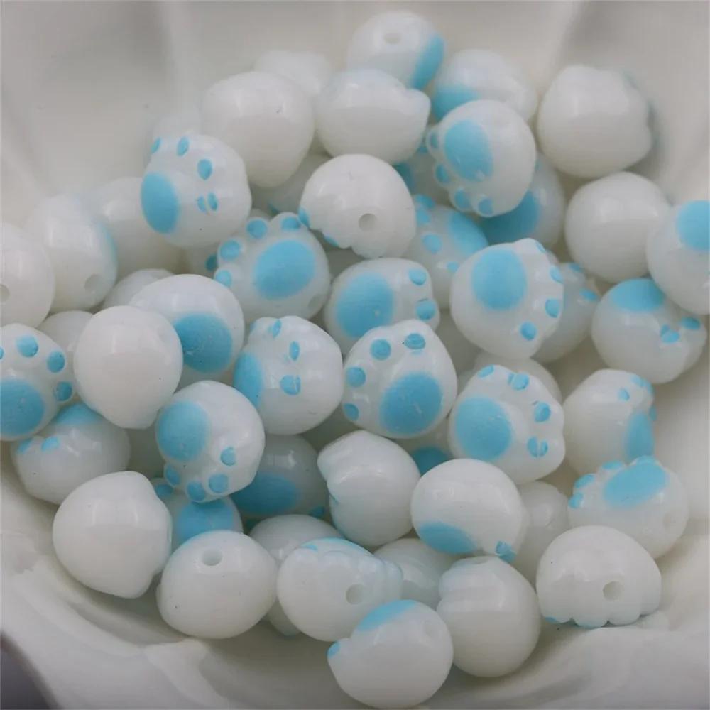 CH79 12 X11mm Candy Color Cartoon Cute Three-Dimensional Cat Claw Cat Palm Minimalist Straight Hole String Beads DIY Bracelet