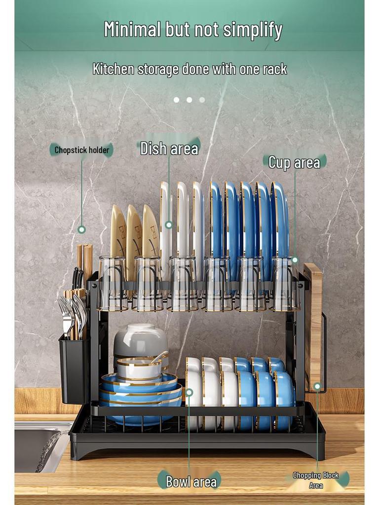 Multifunctional Kitchen Countertop Dish & Bowl Drying Rack