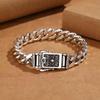 Men's Domineering Retro Thai Silver Bracelet with Polished Pattern Clasp