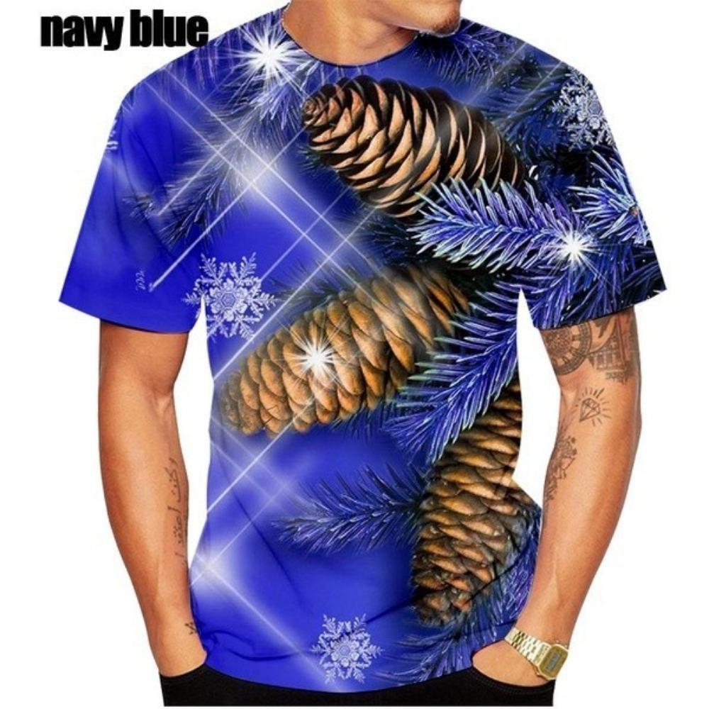 New summer 3D Christmas printed men's T-shirt, casual plus size T-shirt