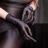 Sexy Women Smooth Oil Glossy Short Gloves Nightclub Party Sheer Transparent Seamless High Stretch Tight Thin Five Finger Gloves