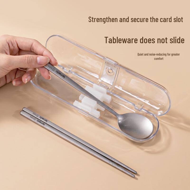 Temeiju Titanium Healthy Portable Chopsticks and Spoon Set