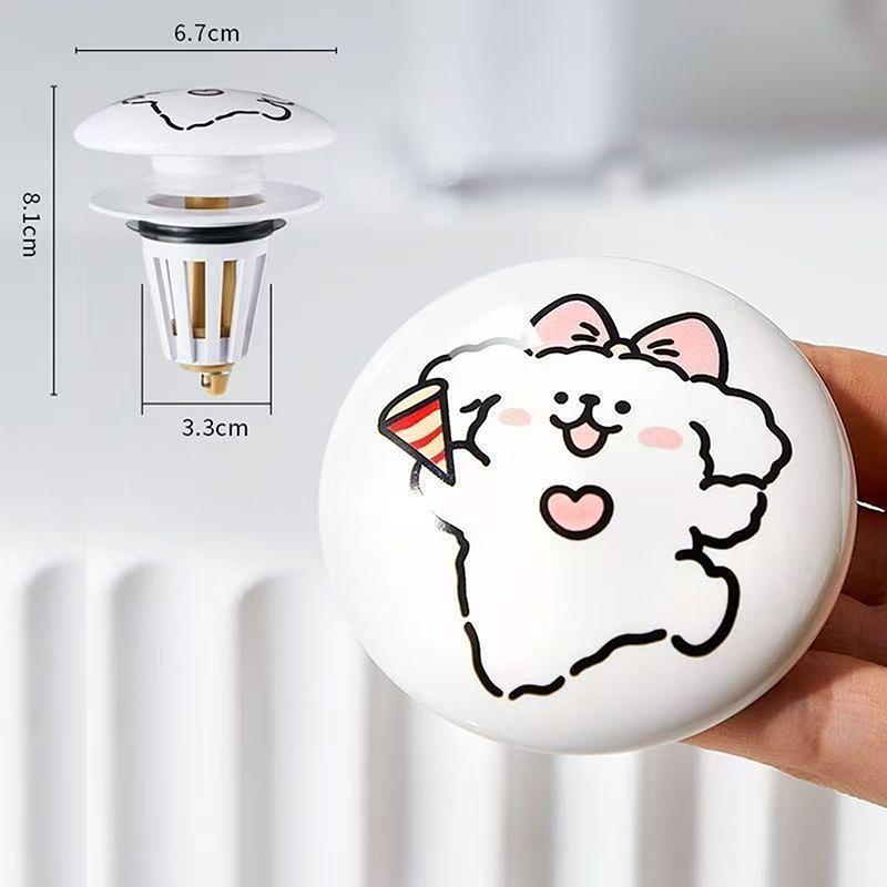 Washbasin Ceramics Top Sink Drain Spring Core Kitchen Filter Bathroom Anti-Odor Pressure Pop-Up Universal Floor Drain Hole Plug