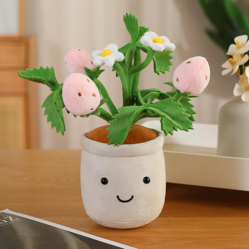 Flowers Green Plant Plush Toy Stuffed Potted Flower Dandelion Lily Iris Tulip Anthurium Orchid Strawberry Home Decor Gift
