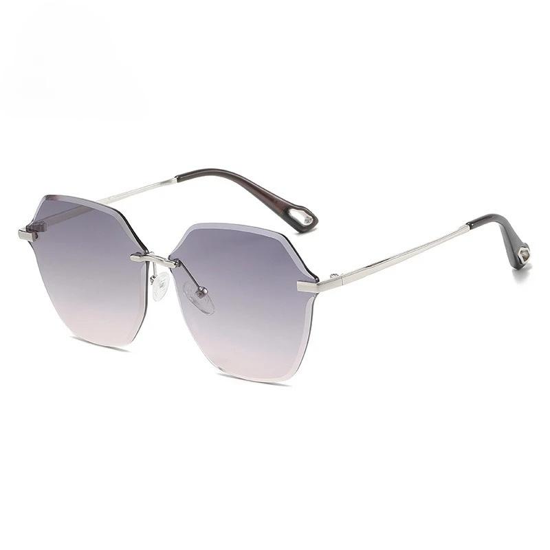 Frameless Vintage Gradient Sunglasses Fashion Rimless Big Frame Women Sunglasses Trendy Outdoor Anti-ultraviolet Eyewear Unisex