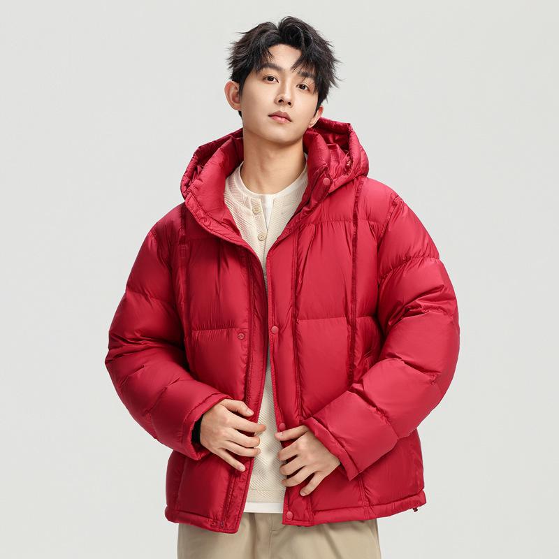 Men's 2025 Short Hooded Winter Down Puffer Jacket - Thick, Warm, High Fill Power