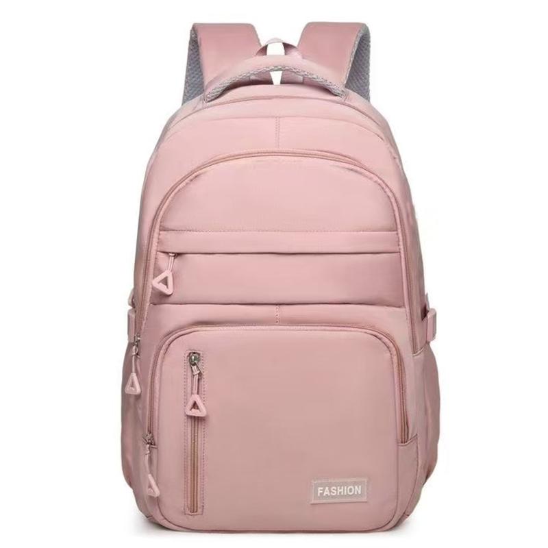 Women Pink Oxford Fabric Backpack Large Capacity Multi Pocket Lightweight Water Resistant Casual Daily School Travel Laptop