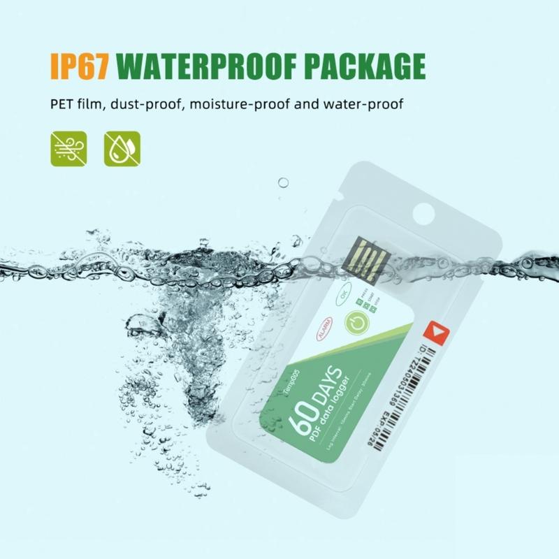 Temperature Logger USB, 60 Days Recording, Single Use for Lab Applications, Cold Chain Transportation & Freezer Storage
