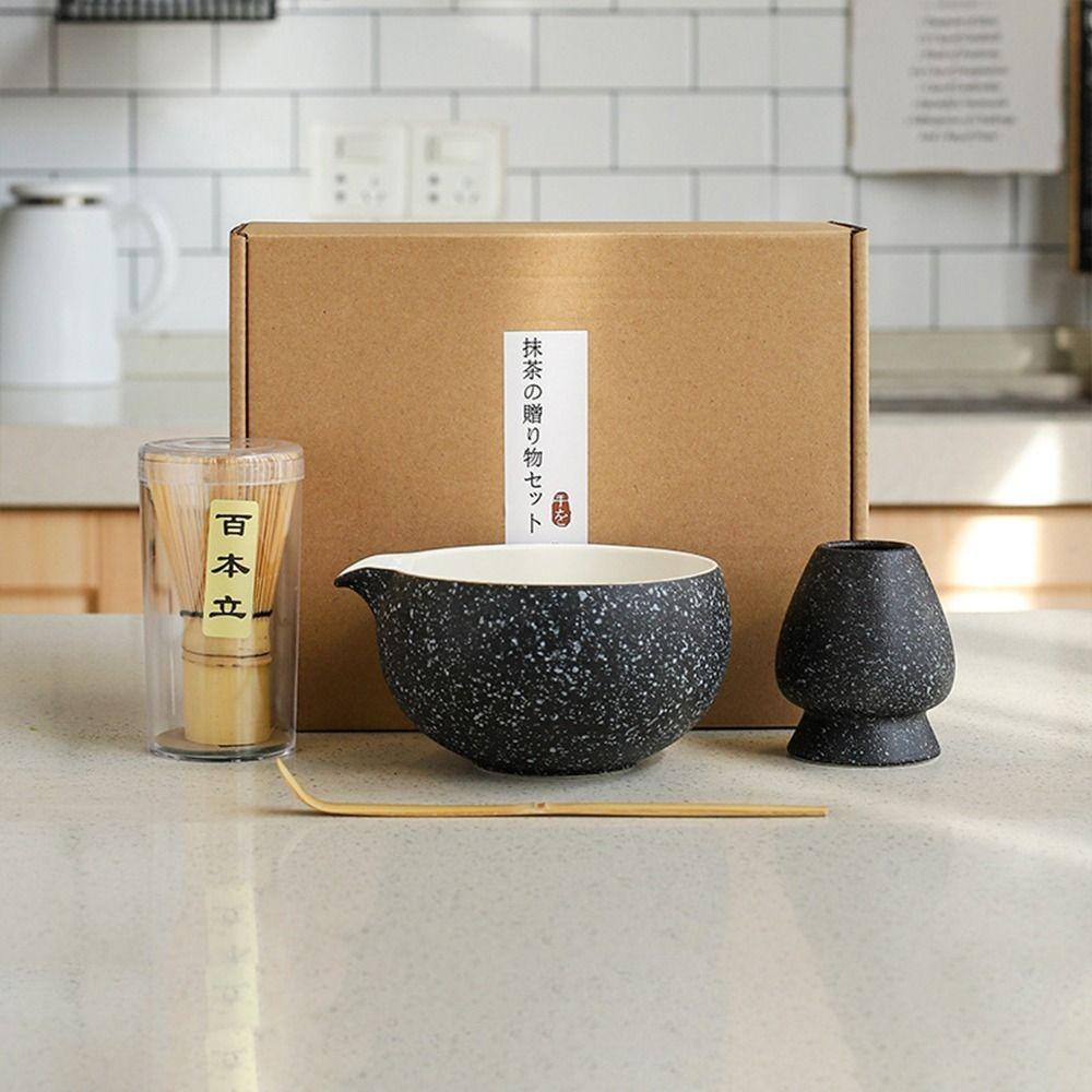 Bamboo Ceramic Japanese Matcha Tea Set Reusable Chasen Stirring Tea Sticks Matcha Spoon Matcha Whisk Set