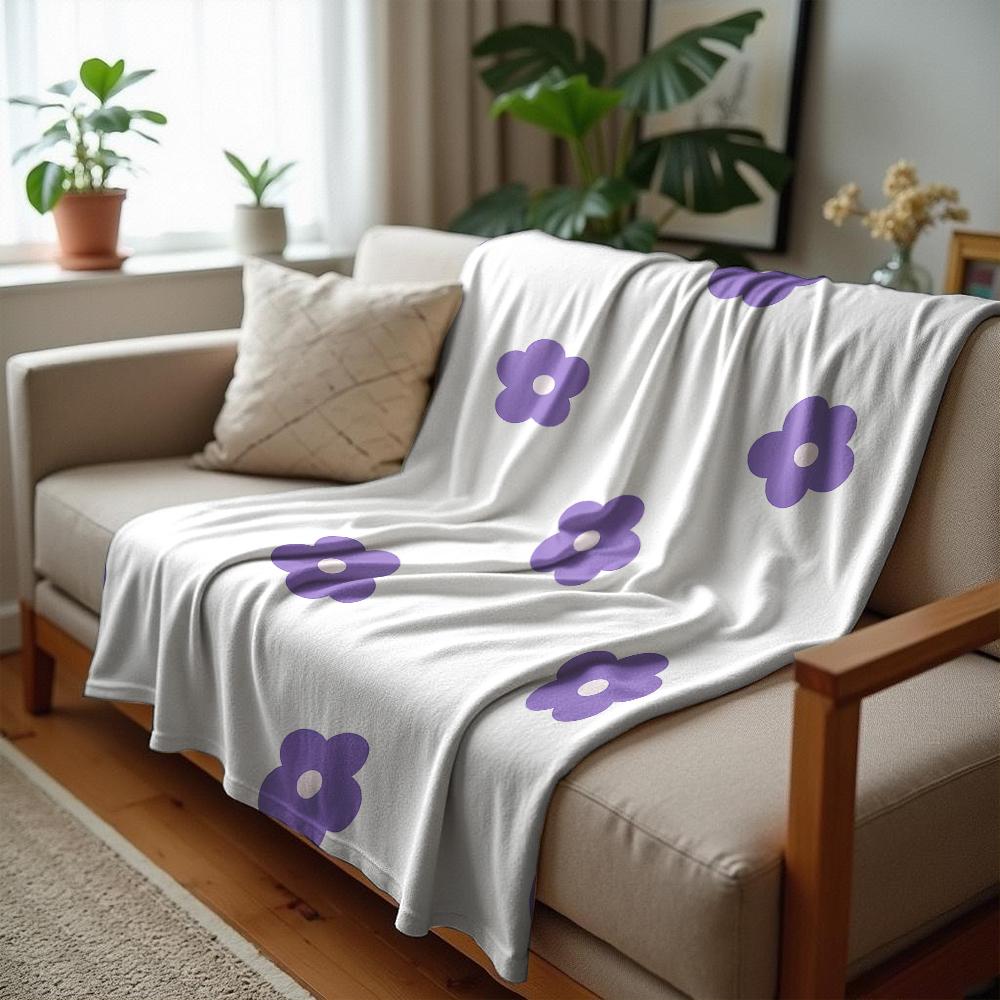 Lavender Leaf Texture Anime Cartoon Flannel Blanket Soft Warm Throw for Bedroom Sofa Car Kids Holiday Gift