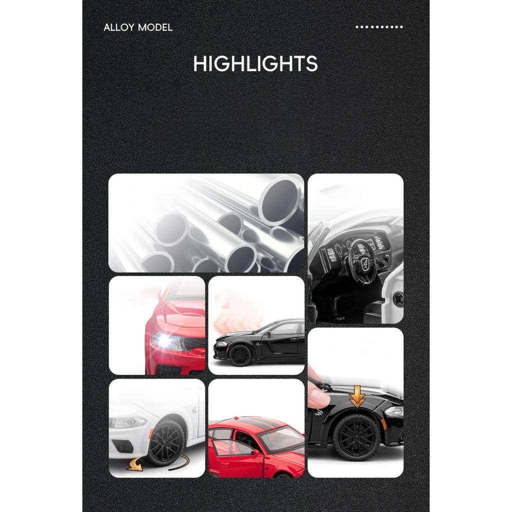 1/32 DODGE Charger SRT Hellcat Alloy Sports Car Model Diecast Muscle Racing Vehicles Car Model Simulation Sound Light Kids Gifts