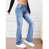 Jeansy z wysokim stanem, lekko rozszerzane spodnie dla kobiet, elastyczny denim, jeansy z wysokim stanem, wyszczuplające proste spodnie, damskie długie codzienne spodnie jeansowe