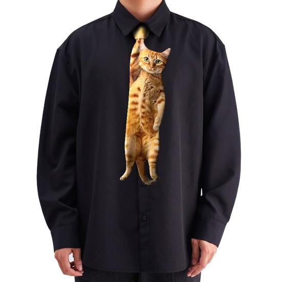 Men Shirt Tie 3D Fish Monkey Design Velvet Necktie Animal Bow Tie Neckwear Realistic Texture Versatile Style Necktie