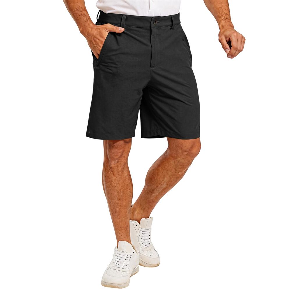 Mens Casual Loose Fit Outdoor Sports Shorts Five Inch Golf Shorts with Pockets Zipper Closure Belt Loops