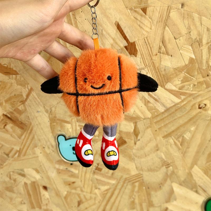 Adorable Sports Ball Plush Dumbbell Keychain