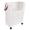 Rolling Laundry Basket Foldable Space Saving Hollow Out Design Dirty Clothes Hamper for Home