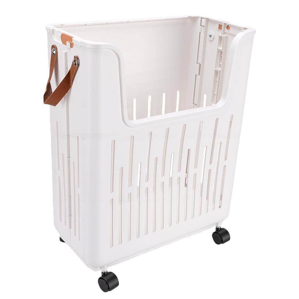 Rolling Laundry Basket Foldable Space Saving Hollow Out Design Dirty Clothes Hamper for Home