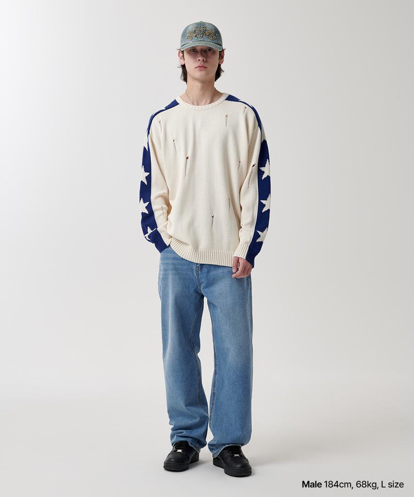 MAHAGRID Star Crash Knit Crewneck Beige(Mg2Fsmk610A)