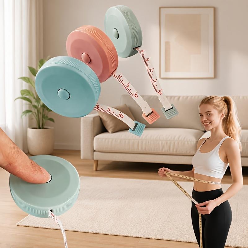 2 Pcs Automatic Retractable Measuring Tape Set with 1.5m Plastic Flexible Tape, Metal Tip, for Sewing DIY Home Use, Random Color