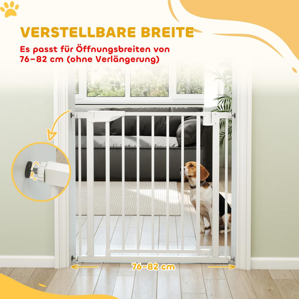 Baby Gate, Pet Safety Gate Pressure Fit, 76-81cm Wide with Two-Way Open, One-Hand Opening