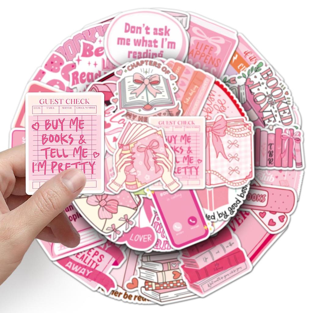 50 Pink Girly Cartoon Stickers for Books, Suitcases, and Diaries
