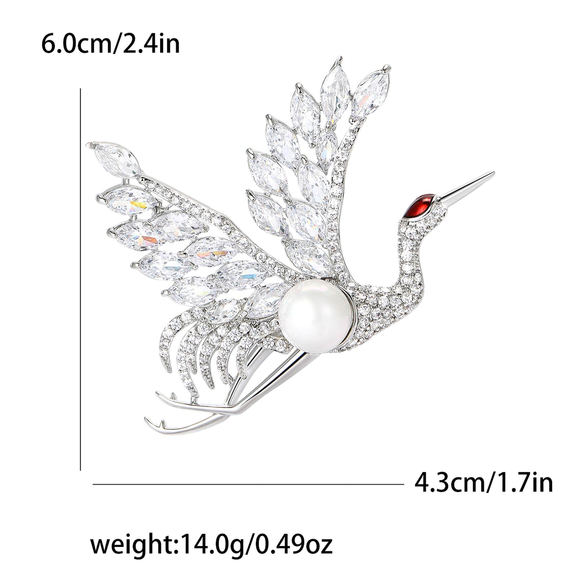 

Модная высококачественная брошь в виде красного венценосного журавля из меди и циркония в литературном китайском стиле для женской одежды, ювелирные изделия в виде корсажа