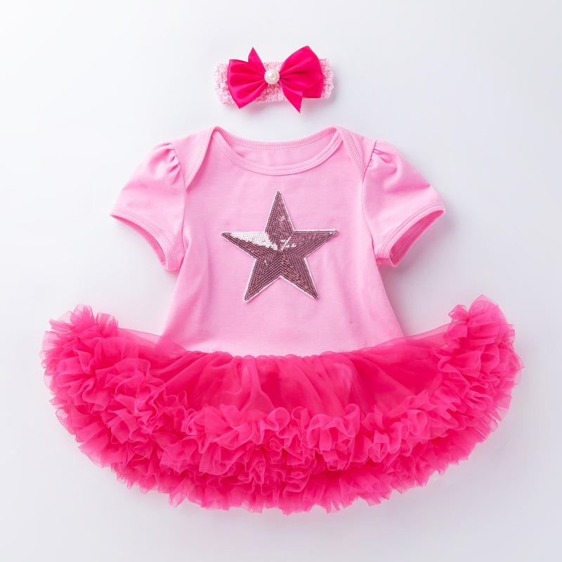 Summer Princess Short-Sleeved Dress for Baby Girls, Infant Birthday Outfit, 0-2 Years