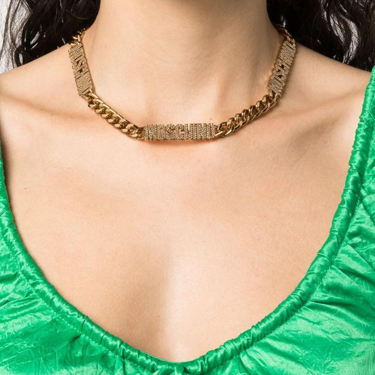Moschino Logo Decorated Chain Necklace Women Necklace Gold A91668413