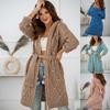 Women's Plus Size Knitted Hoodie Cardigan with Belt - Long Sleeve, 8 Color Options, 2024 Collection