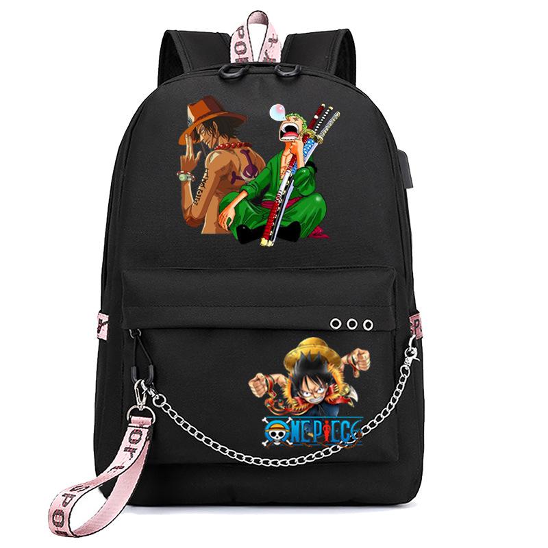 One Piece Print USB School Bag for Primary and Secondary School Students Men and Women Webbing Backpack