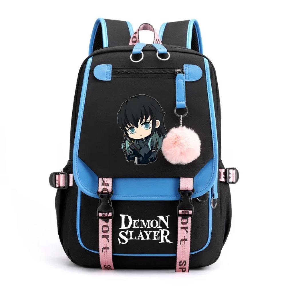 

Anime Tokitou Muichirou Printed Shoulder Backpack Teenagers Outdoor USB Zipper Rucksack High Quality Backpacks синий