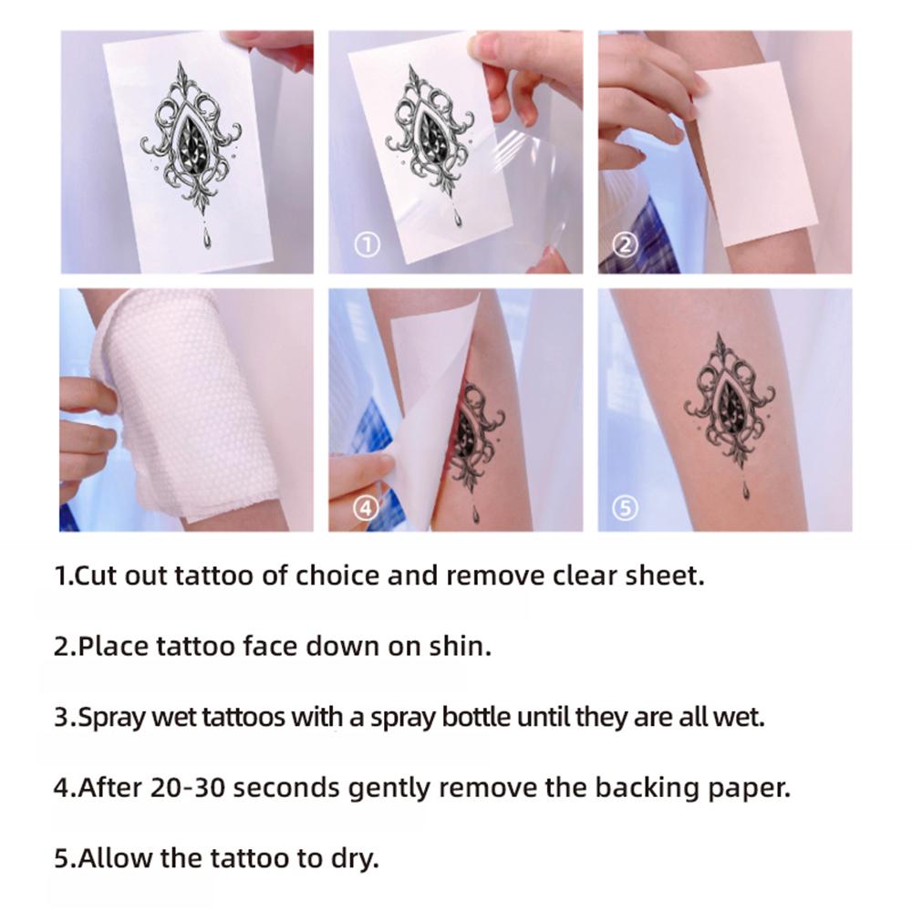 6 Sheets Temporary Tattoos Stickers, Fake Body Arm Chest Shoulder Tattoos for Men or Women with Tiny Black Tattoos Waterproof an
