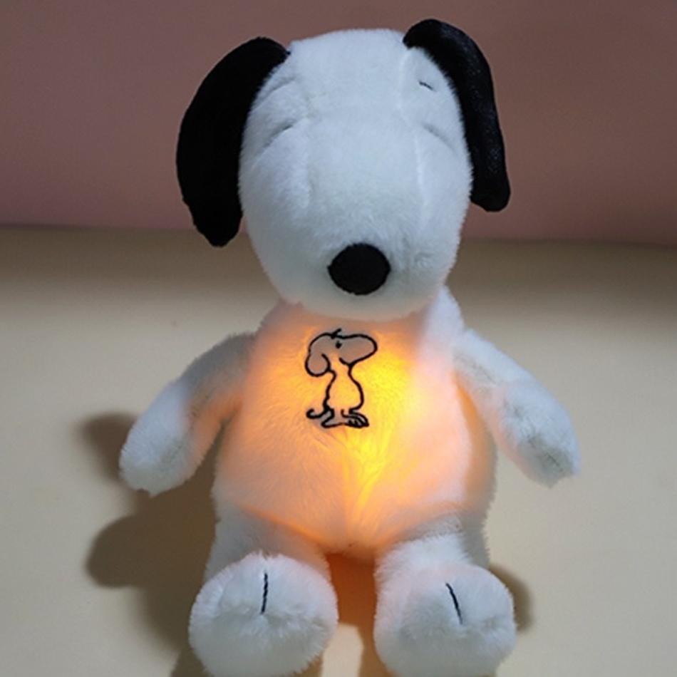

Snoopy Lilo Stitch Plush Doll New Baby Breathing Soothing Sleeping Companion Music Light Stuffed Toy Kid Gift white dog and Cuddly Fluffy Huggable