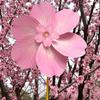 1x Pink Cherry Blossom Windmill Stake Standing Lawn Cherry Flower Pinwheel Rotating Peach Blossom Wind Spinner Garden Decoration