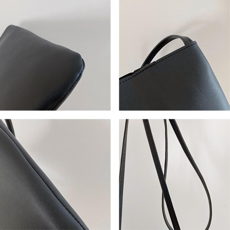 Korean Literary Small Shoulder Bag Casual Retro Solid Color Vertical Mobile Phone Bag Simple Soft Leather Shoulder Bag Wholesale