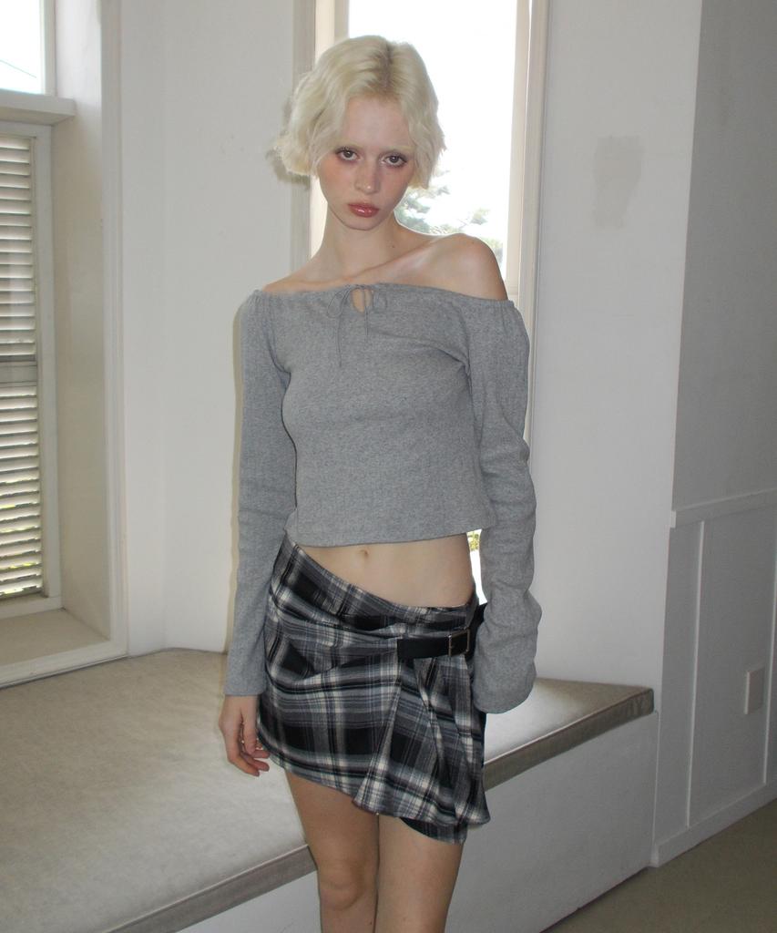 Kyuliti C Check Belted Mini Skirt_Black