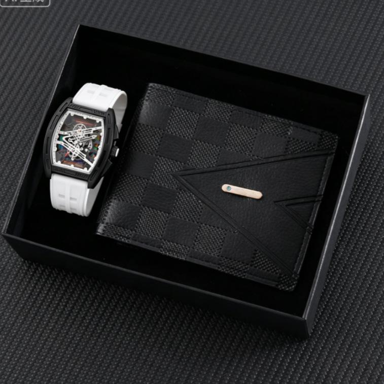 Geneva Men's Steel Band Fashion Calendar Wristwatch - Bestseller Personalized Business Set