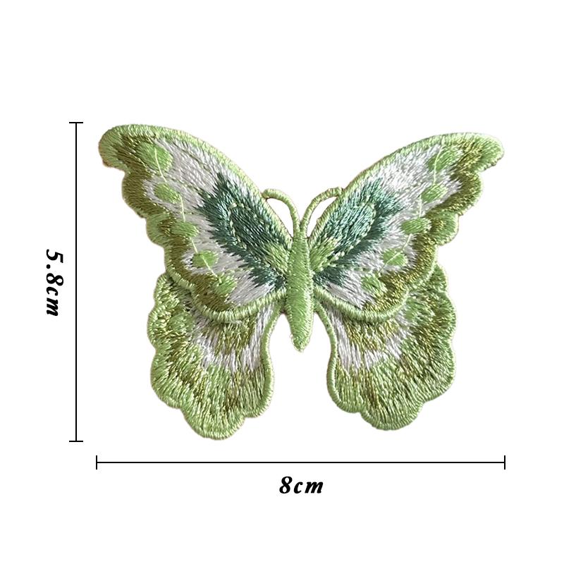 5Pcs Colorful Butterfly Fabric Applique Embroidery Patches 8x5.8cm Sew-On Stickers for DIY Sewing Hanfu Dress Clothing Patch