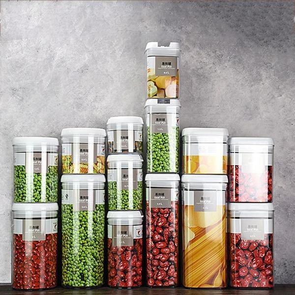 5Pcs / Set Food Storage Box Sealed Grain Storage Tank Dried Grains Container with Lid-Transparent Food Organizer
