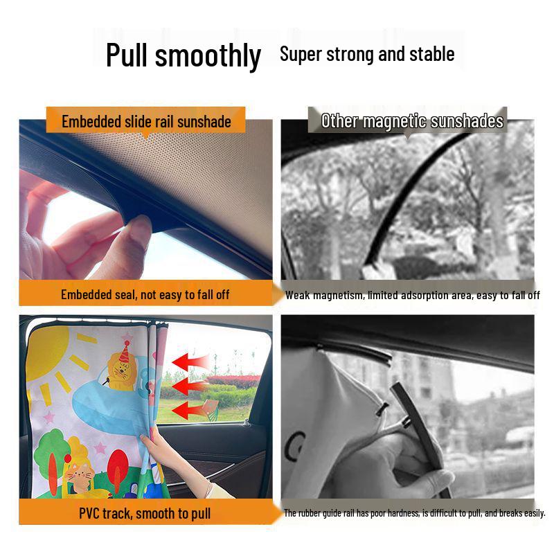 Thick Black Glue Car Sun Shade: Cartoon Suction Cup Window Shade for Children's Sun Protection and Heat Insulation