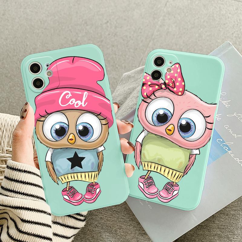 Cute Cartoon Animal Owl Case For Iphone Se2 Se3 2022 8 7 Plus X Xr Xs Soft Cover For Iphone 11 12 13 14 Pro Max Mini 14plus Capa